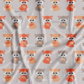 Gray & Orange Fox Pattern Kid's Printed Fabric